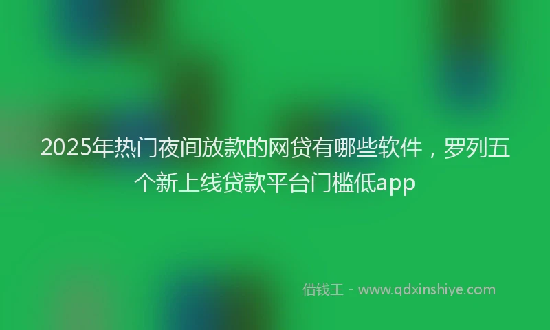 2025年热门夜间放款的网贷有哪些软件，罗列五个新上线贷款平台门槛低app