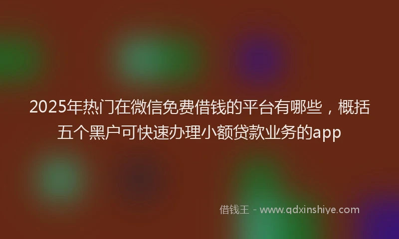 2025年热门在微信免费借钱的平台有哪些，概括五个黑户可快速办理小额贷款业务的app