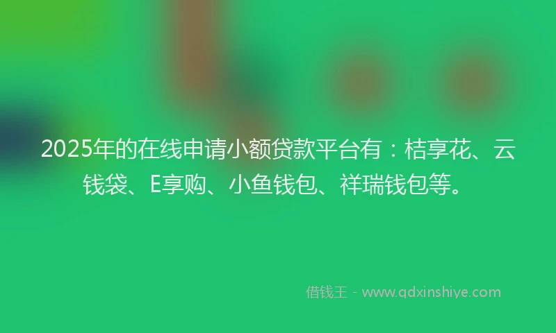 2025年的在线申请小额贷款平台有：桔享花、云钱袋、E享购、小鱼钱包、祥瑞钱包等。