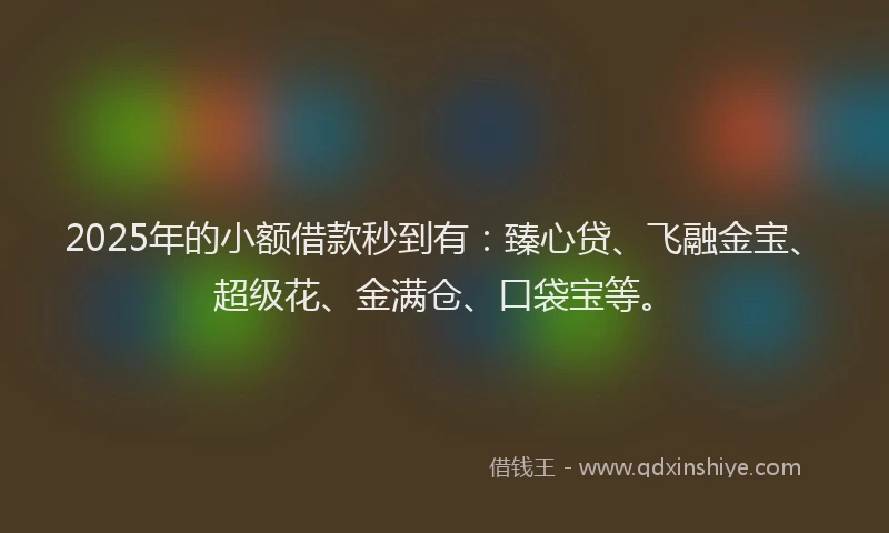 2025年的小额借款秒到有：臻心贷、飞融金宝、超级花、金满仓、口袋宝等。