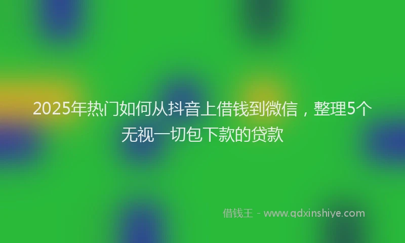 2025年热门如何从抖音上借钱到微信，整理5个无视一切包下款的贷款