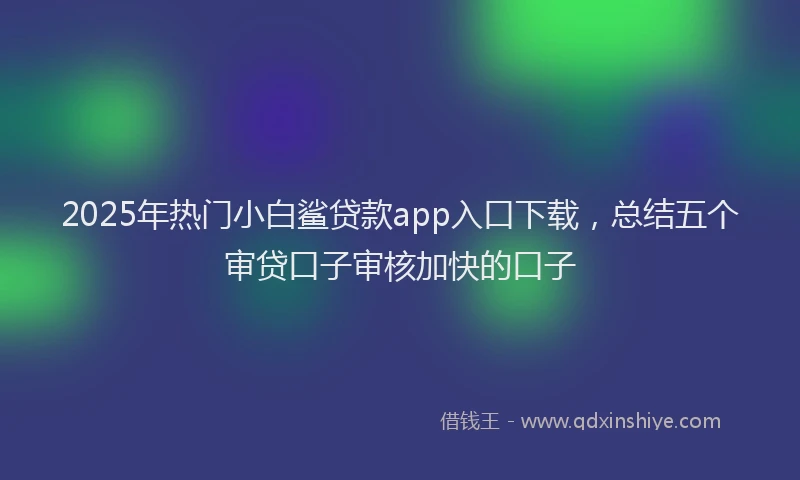 2025年热门小白鲨贷款app入口下载，总结五个审贷口子审核加快的口子