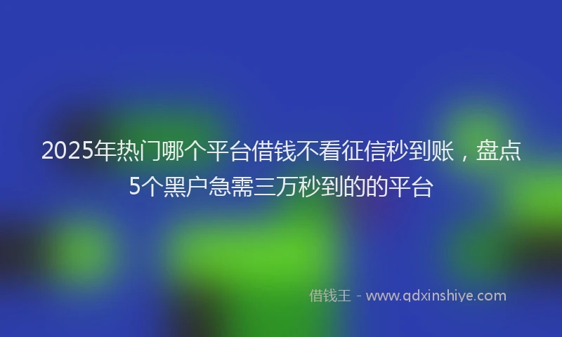 2025年热门哪个平台借钱不看征信秒到账，盘点5个黑户急需三万秒到的的平台