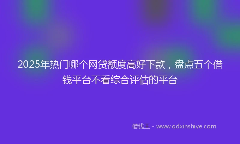 2025年热门哪个网贷额度高好下款，盘点五个借钱平台不看综合评估的平台