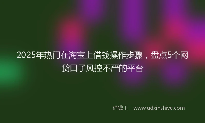 2025年热门在淘宝上借钱操作步骤，盘点5个网贷口子风控不严的平台