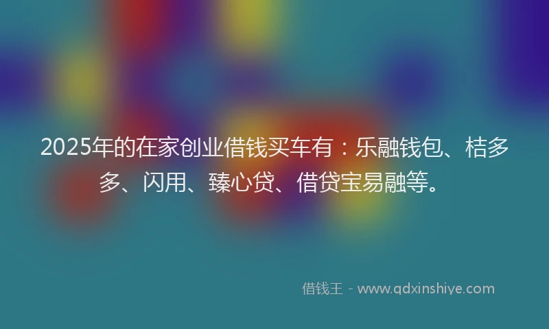 2025年的在家创业借钱买车有：乐融钱包、桔多多、闪用、臻心贷、借贷宝易融等。