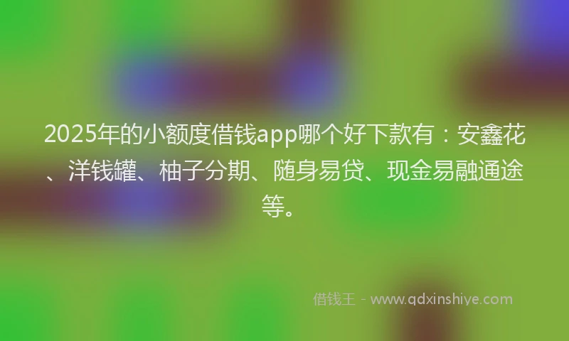 2025年的小额度借钱app哪个好下款有：安鑫花、洋钱罐、柚子分期、随身易贷、现金易融通途等。
