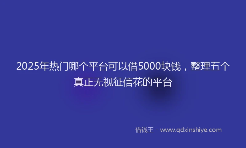 2025年热门哪个平台可以借5000块钱，整理五个真正无视征信花的平台