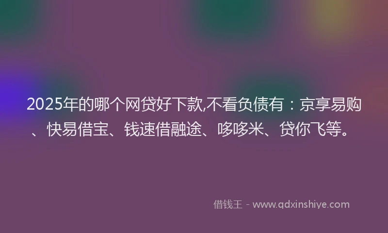 2025年的哪个网贷好下款,不看负债有：京享易购、快易借宝、钱速借融途、哆哆米、贷你飞等。