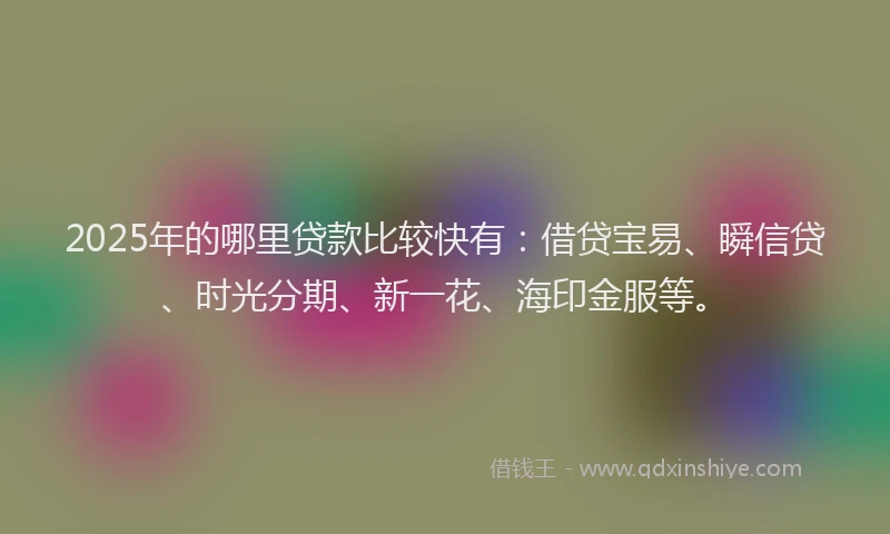 2025年的哪里贷款比较快有：借贷宝易、瞬信贷、时光分期、新一花、海印金服等。