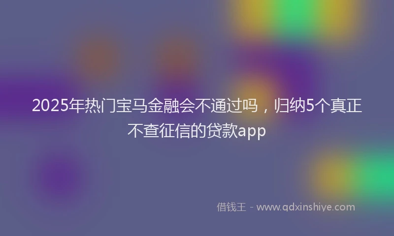 2025年热门宝马金融会不通过吗，归纳5个真正不查征信的贷款app