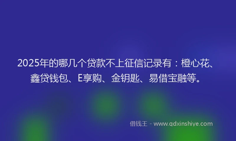 2025年的哪几个贷款不上征信记录有：橙心花、鑫贷钱包、E享购、金钥匙、易借宝融等。