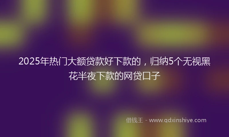 2025年热门大额贷款好下款的，归纳5个无视黑花半夜下款的网贷口子