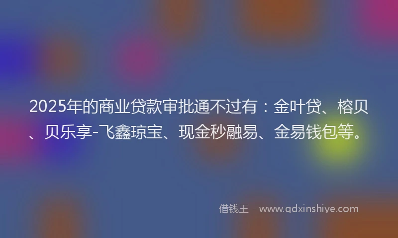 2025年的商业贷款审批通不过有：金叶贷、榕贝、贝乐享-飞鑫琼宝、现金秒融易、金易钱包等。