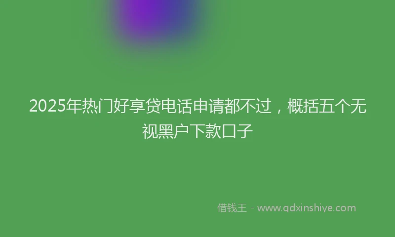 2025年热门好享贷电话申请都不过，概括五个无视黑户下款口子