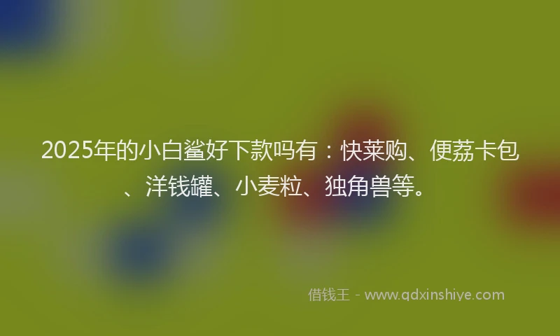 2025年的小白鲨好下款吗有：快莱购、便荔卡包、洋钱罐、小麦粒、独角兽等。