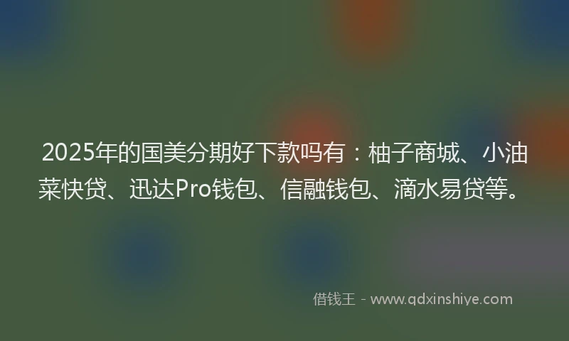 2025年的国美分期好下款吗有：柚子商城、小油菜快贷、迅达Pro钱包、信融钱包、滴水易贷等。