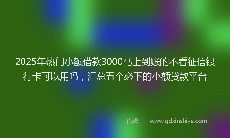 2025年热门小额借款3000马上到账的不看征信银行卡可以用吗，汇总五个必下的小额贷款平台