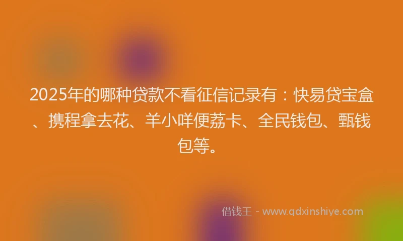 2025年的哪种贷款不看征信记录有：快易贷宝盒、携程拿去花、羊小咩便荔卡、全民钱包、甄钱包等。