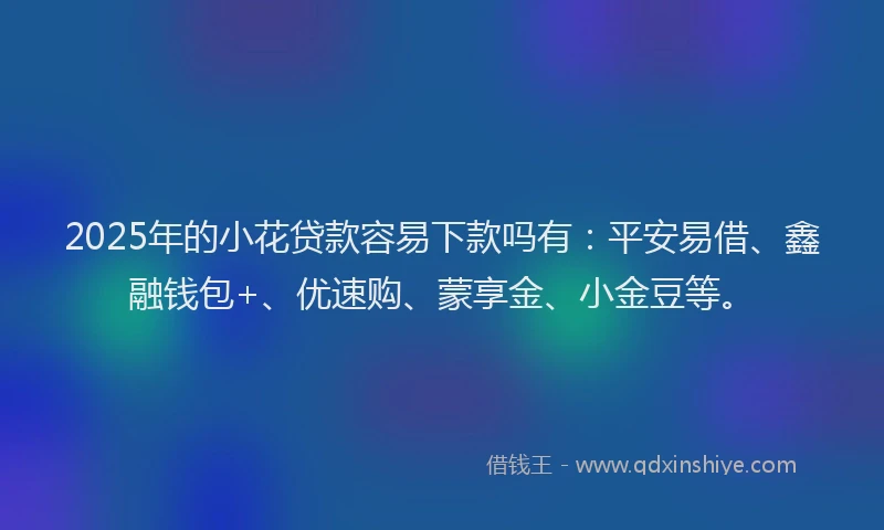 2025年的小花贷款容易下款吗有：平安易借、鑫融钱包+、优速购、蒙享金、小金豆等。