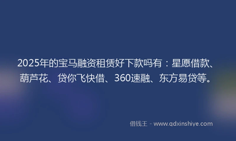 2025年的宝马融资租赁好下款吗有：星愿借款、葫芦花、贷你飞快借、360速融、东方易贷等。