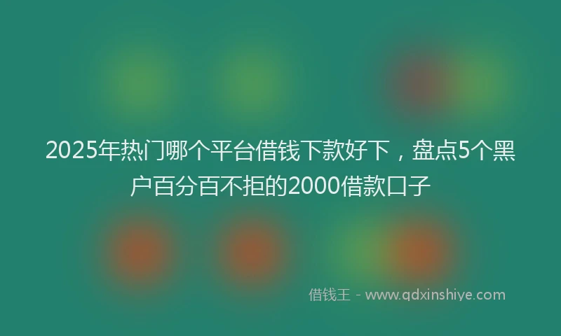 2025年热门哪个平台借钱下款好下，盘点5个黑户百分百不拒的2000借款口子