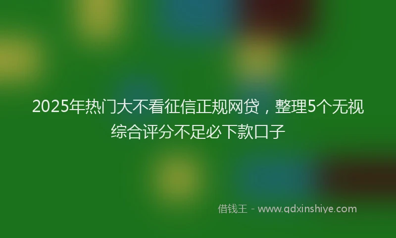 2025年热门大不看征信正规网贷，整理5个无视综合评分不足必下款口子