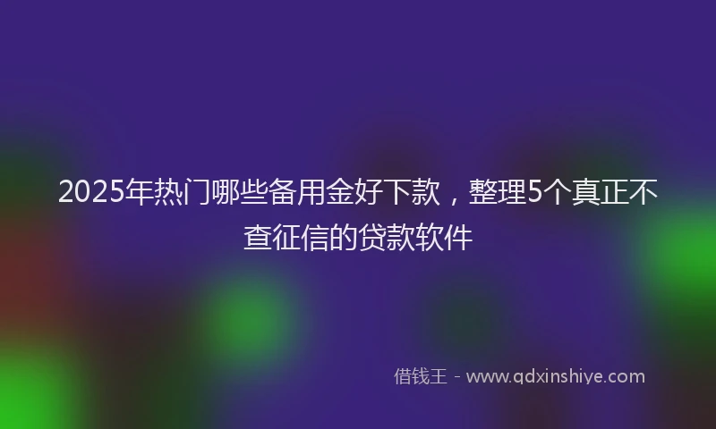 2025年热门哪些备用金好下款，整理5个真正不查征信的贷款软件