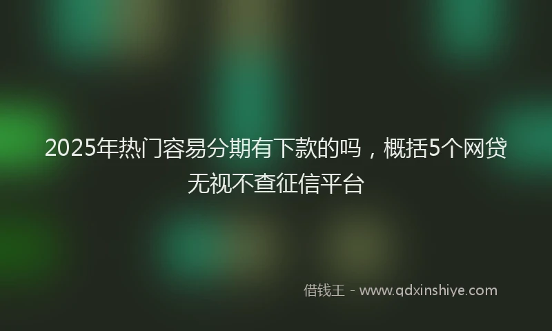 2025年热门容易分期有下款的吗,概括5个网贷无视不查征信平台