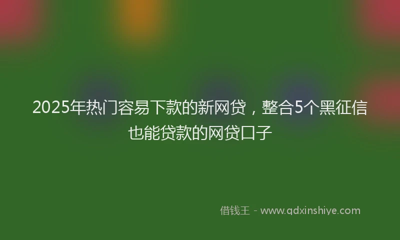 2025年热门容易下款的新网贷，整合5个黑征信也能贷款的网贷口子