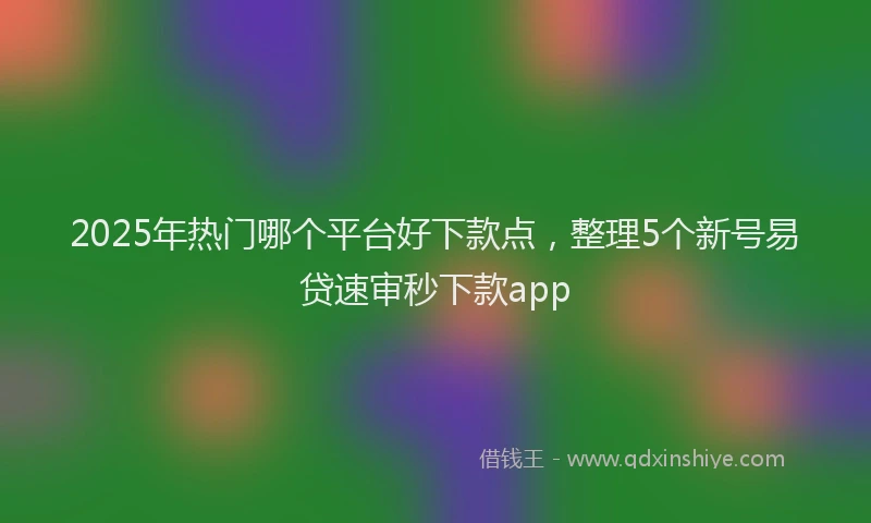 2025年热门哪个平台好下款点，整理5个新号易贷速审秒下款app
