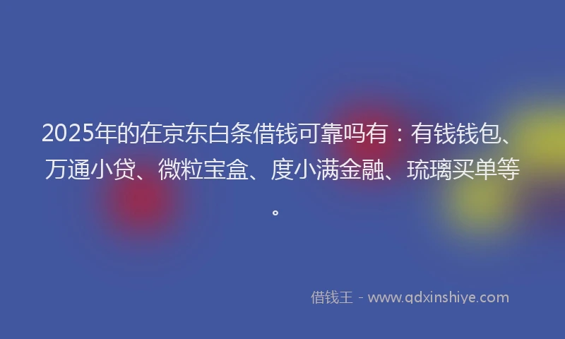2025年的在京东白条借钱可靠吗有：有钱钱包、万通小贷、微粒宝盒、度小满金融、琉璃买单等。