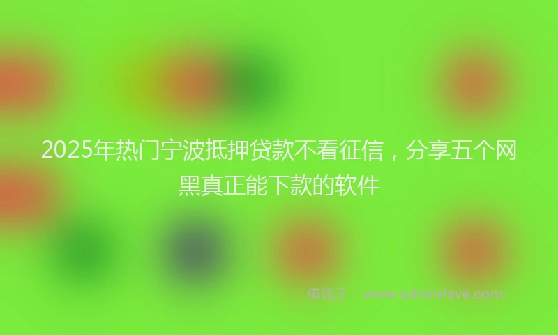 2025年热门宁波抵押贷款不看征信，分享五个网黑真正能下款的软件