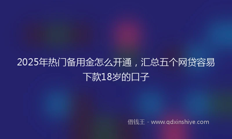 2025年热门备用金怎么开通，汇总五个网贷容易下款18岁的口子