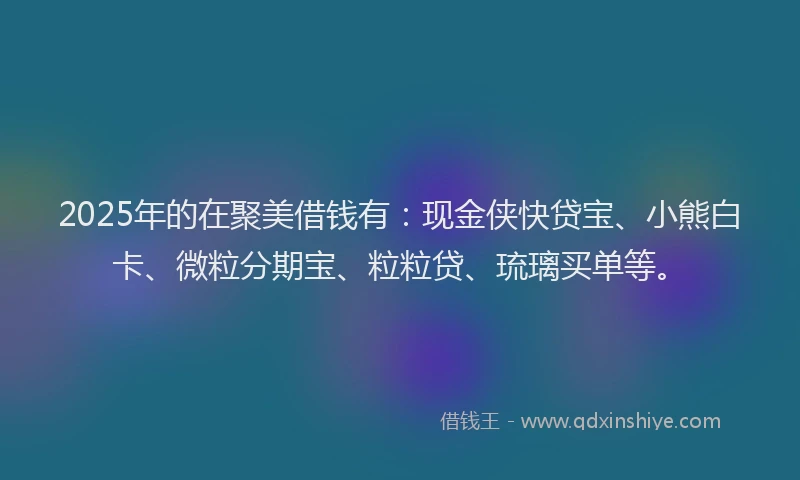 2025年的在聚美借钱有：现金侠快贷宝、小熊白卡、微粒分期宝、粒粒贷、琉璃买单等。