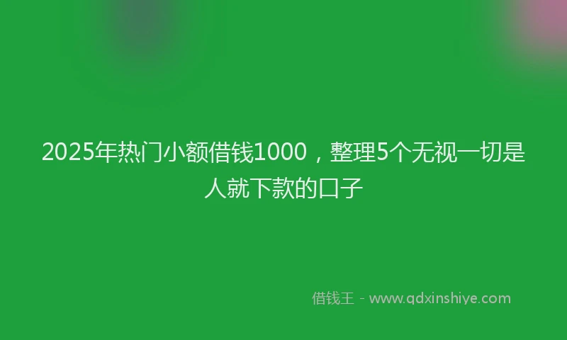 2025年热门小额借钱1000，整理5个无视一切是人就下款的口子