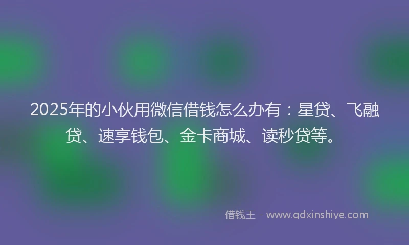 2025年的小伙用微信借钱怎么办有:星贷、飞融贷、速享钱包、金卡商城、读秒贷等。
