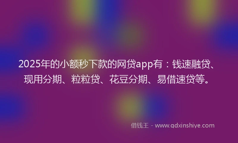 2025年的小额秒下款的网贷app有：钱速融贷、现用分期、粒粒贷、花豆分期、易借速贷等。