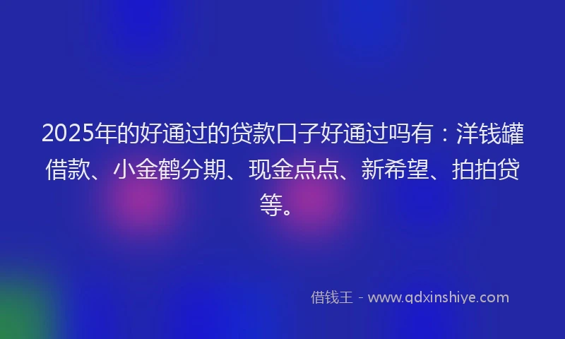 2025年的好通过的贷款口子好通过吗有：洋钱罐借款、小金鹤分期、现金点点、新希望、拍拍贷等。