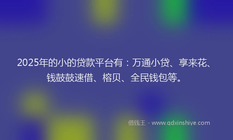 2025年的小的贷款平台有：万通小贷、享来花、钱鼓鼓速借、榕贝、全民钱包等。