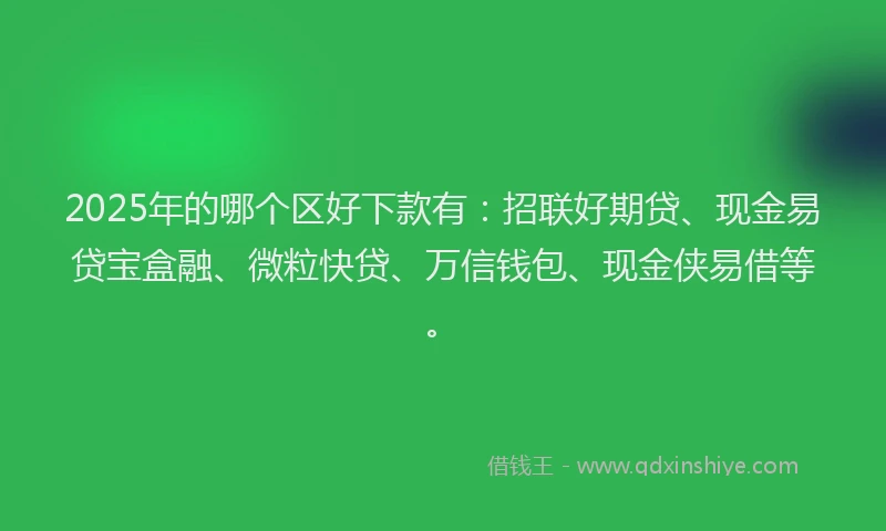 2025年的哪个区好下款有：招联好期贷、现金易贷宝盒融、微粒快贷、万信钱包、现金侠易借等。