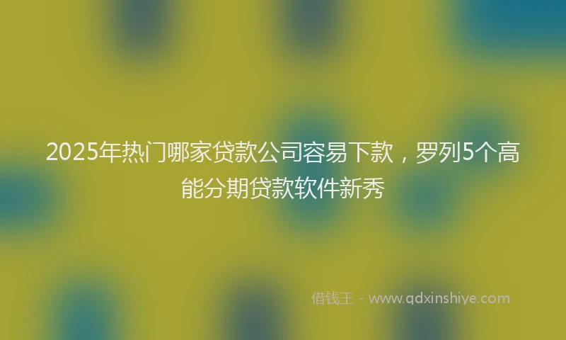 2025年热门哪家贷款公司容易下款，罗列5个高能分期贷款软件新秀
