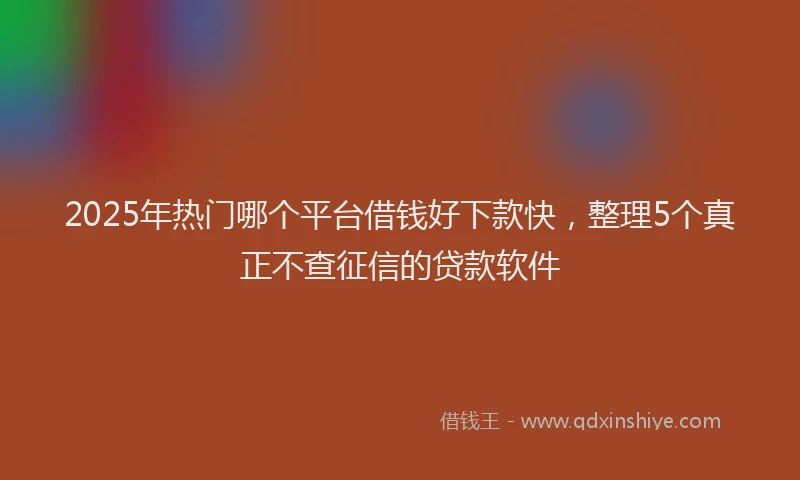 2025年热门哪个平台借钱好下款快，整理5个真正不查征信的贷款软件