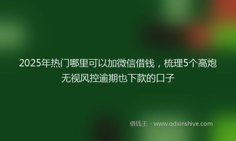 2025年热门哪里可以加微信借钱，梳理5个高炮无视风控逾期也下款的口子