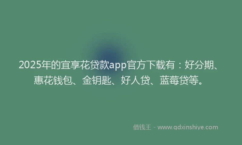 2025年的宜享花贷款app官方下载有：好分期、惠花钱包、金钥匙、好人贷、蓝莓贷等。