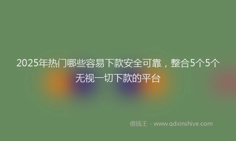 2025年热门哪些容易下款安全可靠，整合5个5个无视一切下款的平台
