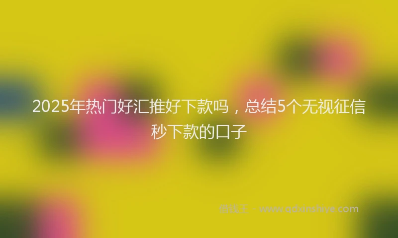 2025年热门好汇推好下款吗，总结5个无视征信秒下款的口子