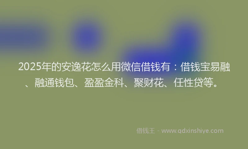 2025年的安逸花怎么用微信借钱有:借钱宝易融、融通钱包、盈盈金科、聚财花、任性贷等。