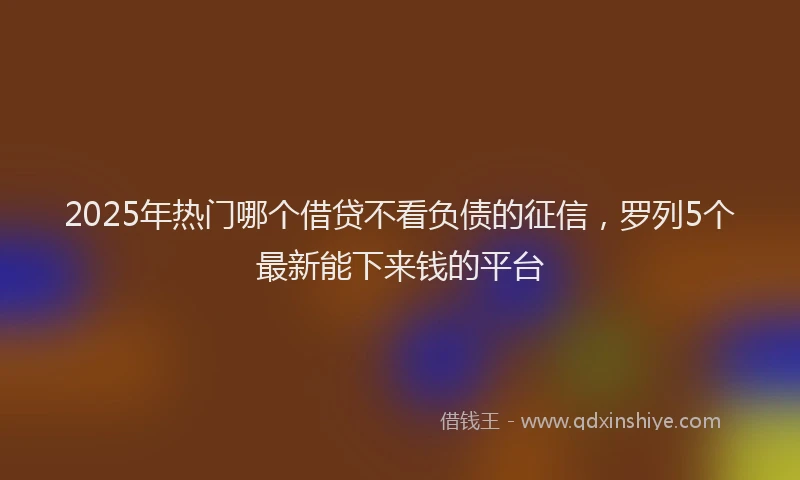 2025年热门哪个借贷不看负债的征信，罗列5个最新能下来钱的平台