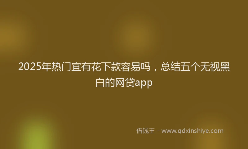 2025年热门宜有花下款容易吗，总结五个无视黑白的网贷app